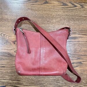 Coach Red Leather Slim Legacy Duffle Shoulder Bag